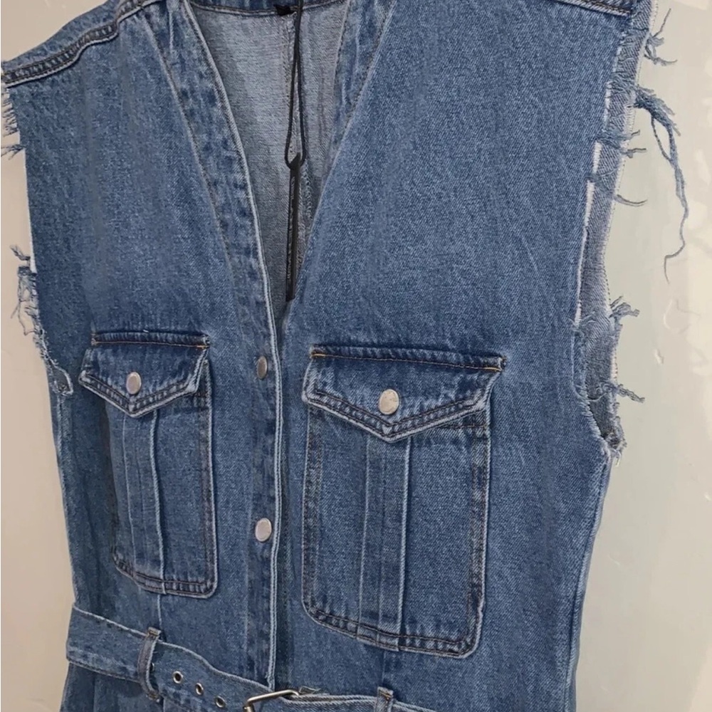 Women's Blue Denim Sleeveless jumpsuit